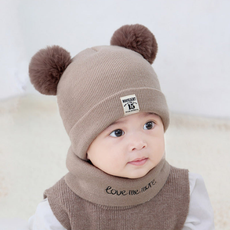 knitted cap net red explosion children's cap fur ball cap baby ear warm cap wholesale custom hat