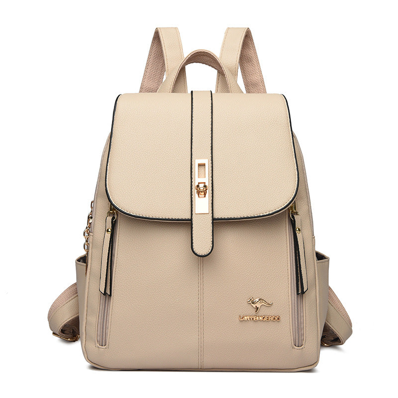 Factory wholesale kangaroo backpack women's 2026 new fashion fashion soft leather mommy casual large capacity bag generation hair