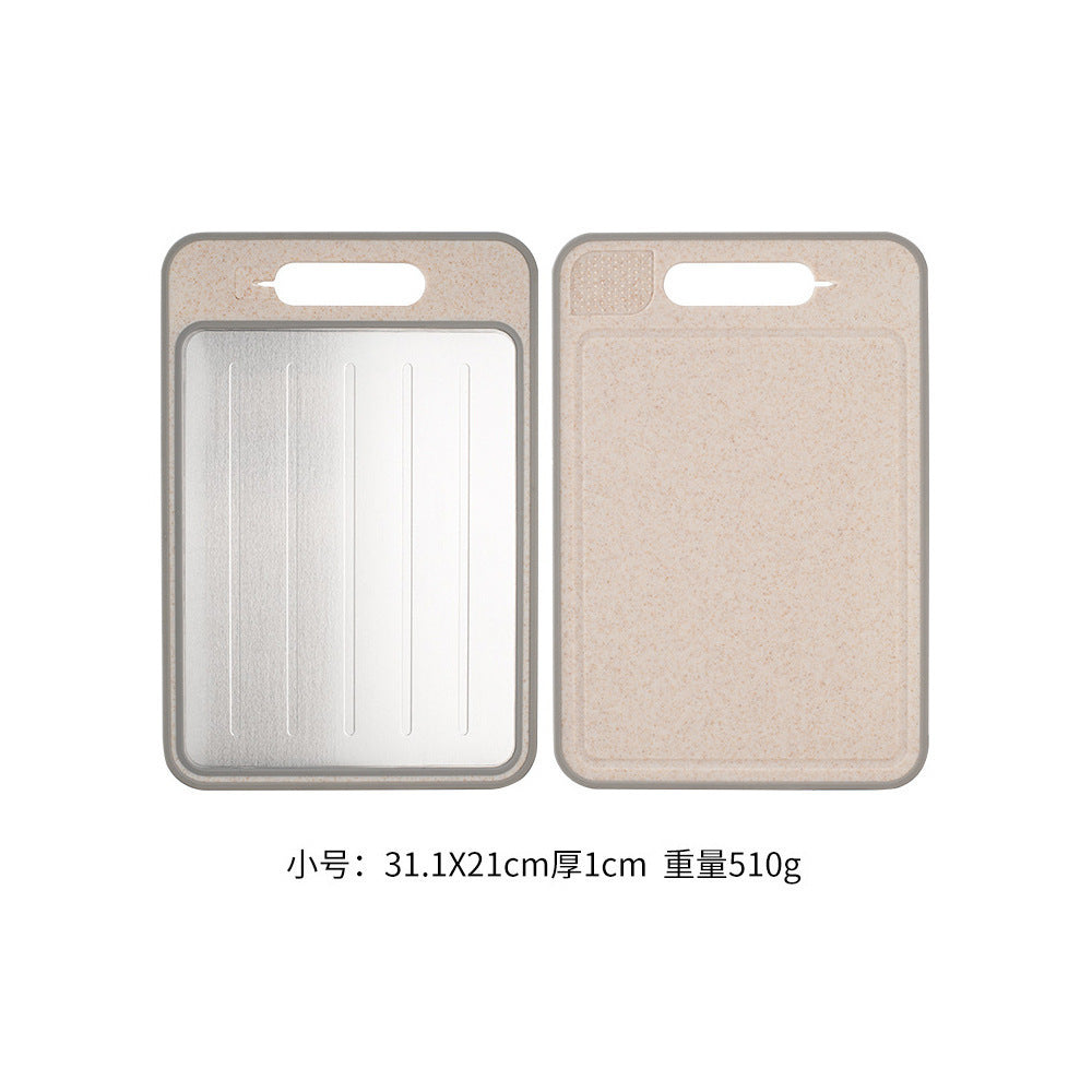 Stainless Steel Multifunctional Cutting Board with Knife Sharpener, Garlic Grinder, Meat Cutting Board, Aluminum Alloy Double-Sided Thawing Cutting Board