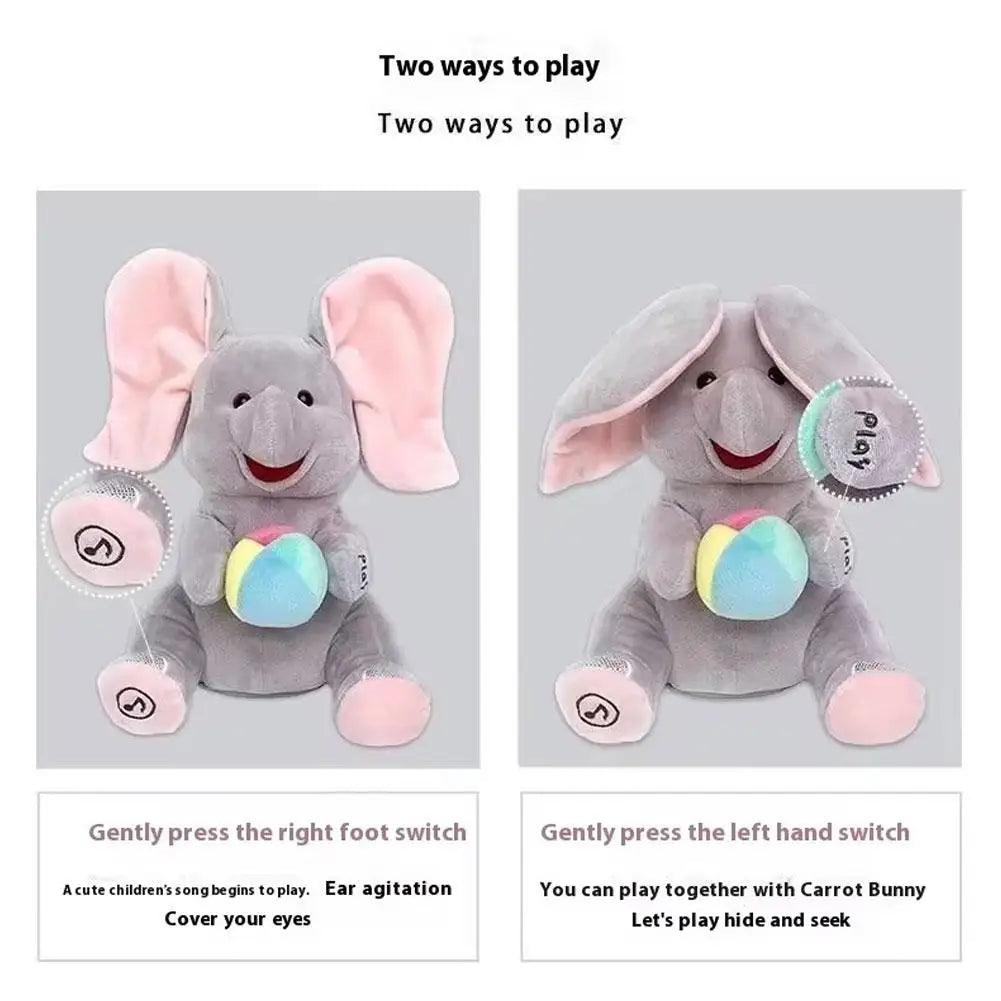 Hide And Seek Elephant Plush Toy Baby Head Up Training Soothing Singing Musical Doll New Born Gift For 3-12 Months
