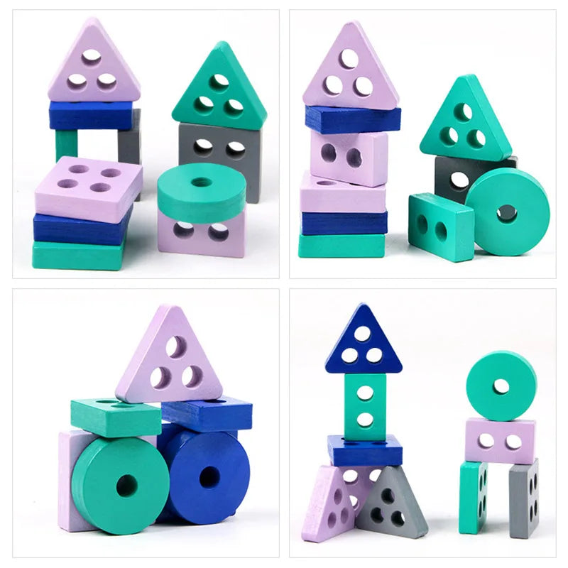 Toy Wooden Building Blocks Toys Color Shape Match Puzzle Toys for gifts Boys Girls