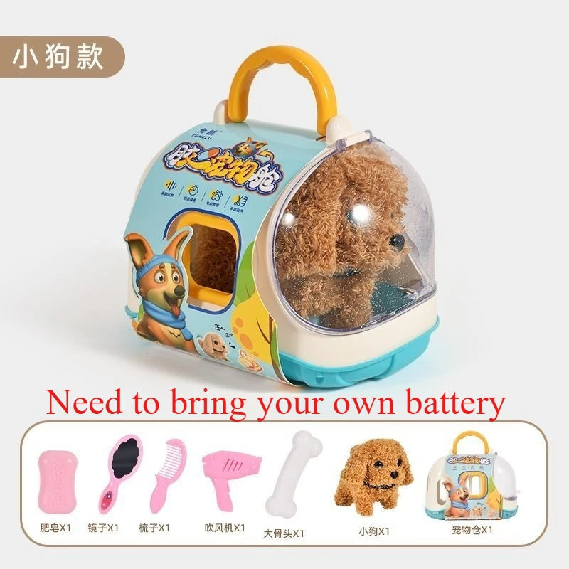 New Children's Simulation of Electric Plush Animal Toys, Play House Gifts for Boys and Girls with Sound Pet Toy Sets with Cages!