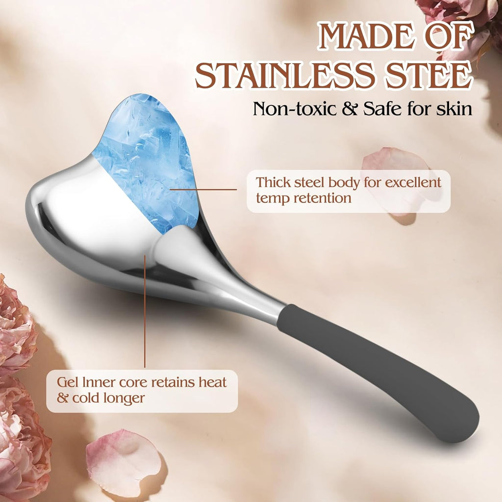 2pcs Ice Globes Stainless Steel Gua Sha Massage Cryo Sticks Facial Cooling Roller Skin Care Tool for Puffy Eye and Skin Tighten