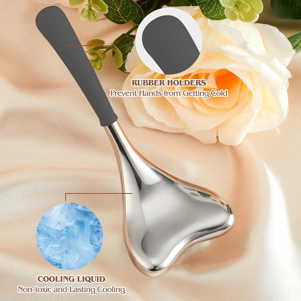 2pcs Ice Globes Stainless Steel Gua Sha Massage Cryo Sticks Facial Cooling Roller Skin Care Tool for Puffy Eye and Skin Tighten
