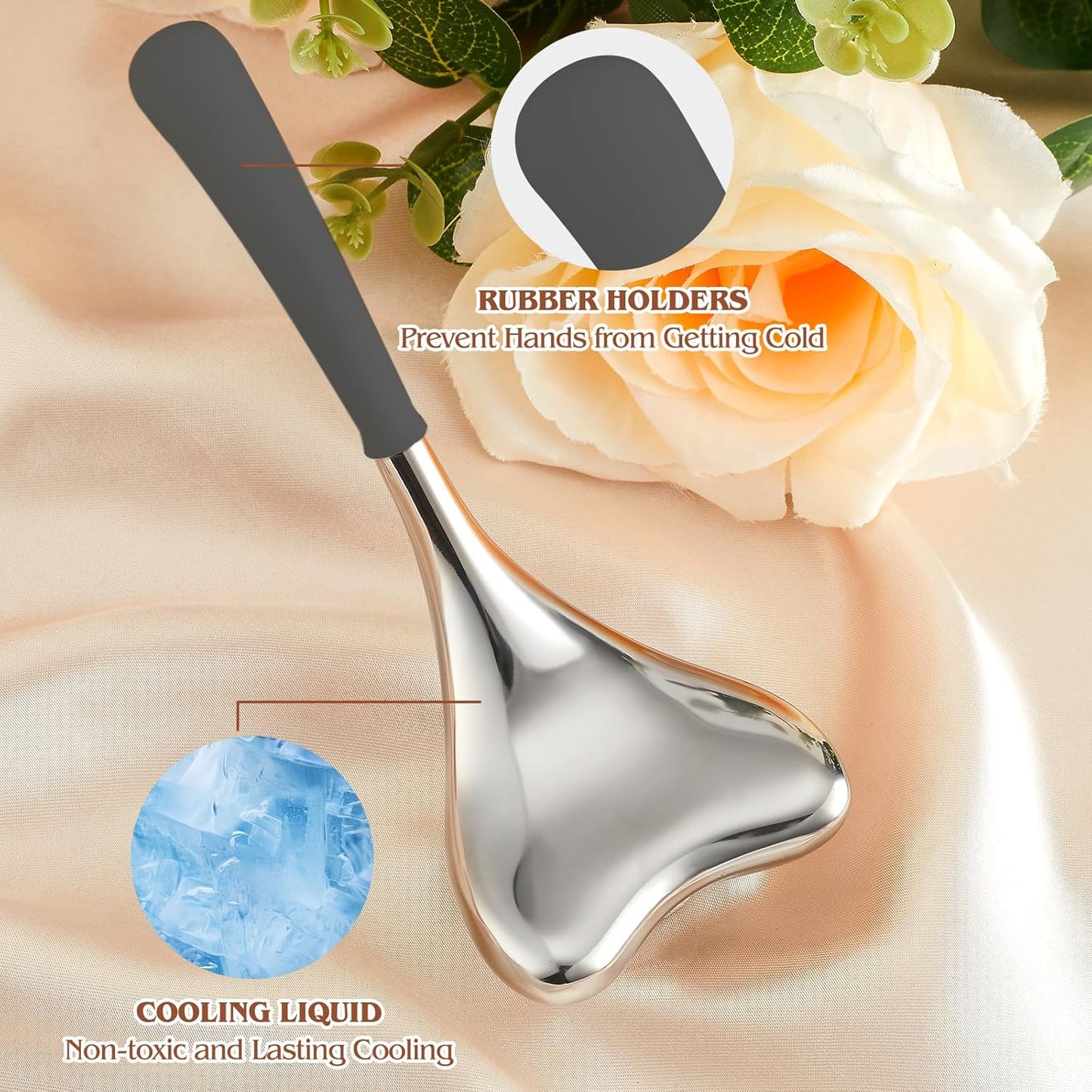 2pcs Ice Globes Stainless Steel Gua Sha Massage Cryo Sticks Facial Cooling Roller Skin Care Tool for Puffy Eye and Skin Tighten