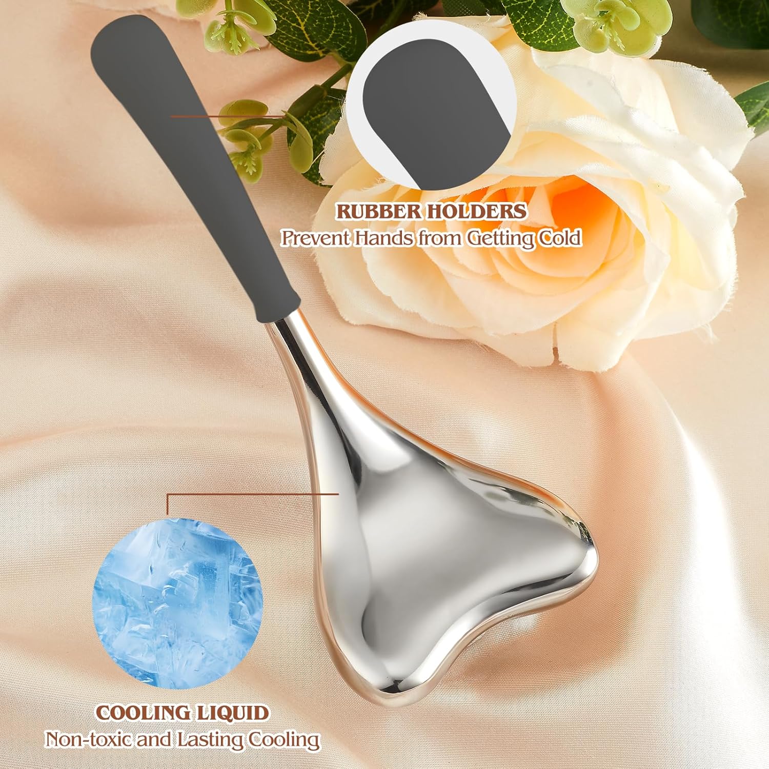 2pcs Ice Globes Stainless Steel Gua Sha Massage Cryo Sticks Facial Cooling Roller Skin Care Tool for Puffy Eye and Skin Tighten