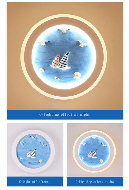 Marine Decorative Wall Lamps Mediterranean Bedside Cartoon LED Lighting Bedroom Background Lamp Cute Children's Room Wall Lights