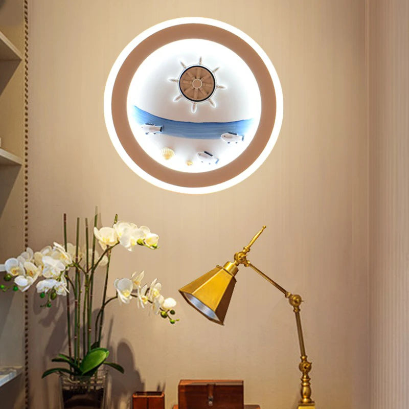 Marine Decorative Wall Lamps Mediterranean Bedside Cartoon LED Lighting Bedroom Background Lamp Cute Children's Room Wall Lights