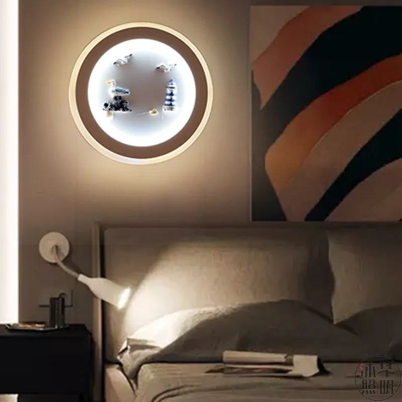 Marine Decorative Wall Lamps Mediterranean Bedside Cartoon LED Lighting Bedroom Background Lamp Cute Children's Room Wall Lights