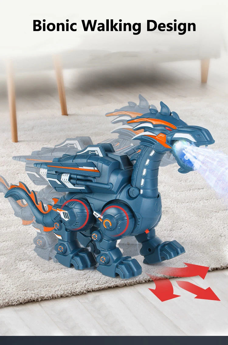 Electric Simulation Atomize Fire Dinoasur Bionic Walking Shaking Head Water Spray Cool Light Children Educational Puzzle Toys