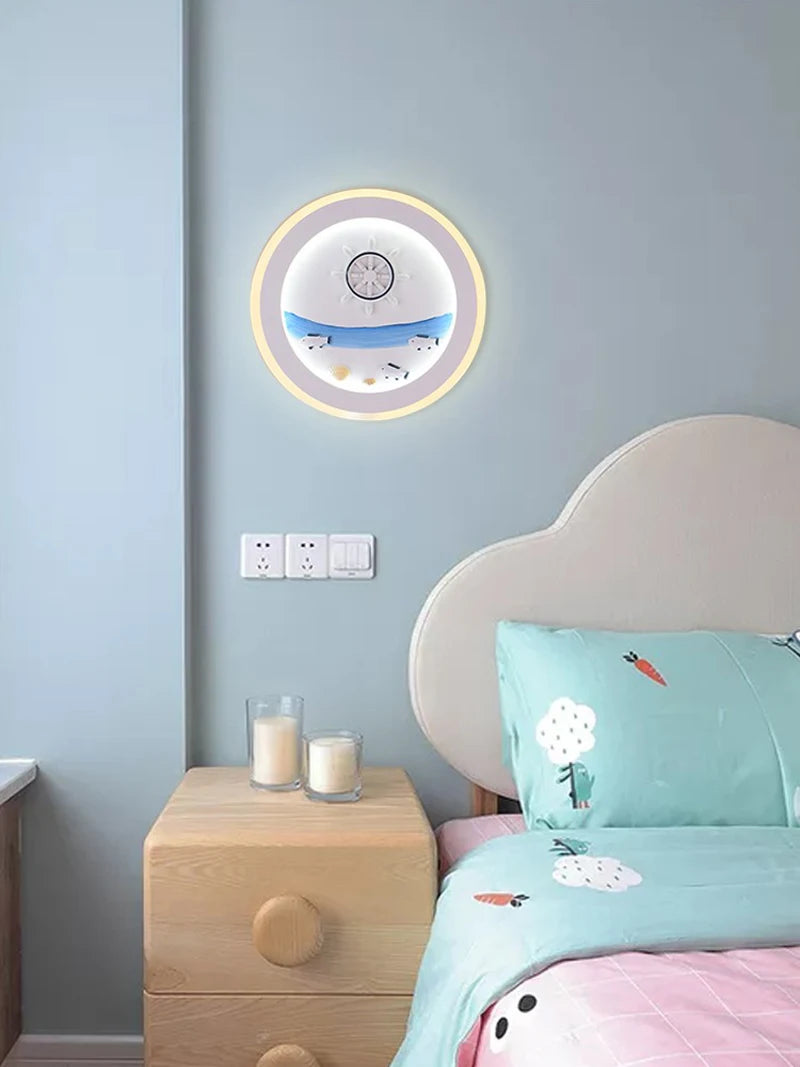 Marine Decorative Wall Lamps Mediterranean Bedside Cartoon LED Lighting Bedroom Background Lamp Cute Children's Room Wall Lights