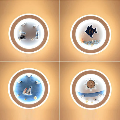 Marine Decorative Wall Lamps Mediterranean Bedside Cartoon LED Lighting Bedroom Background Lamp Cute Children's Room Wall Lights