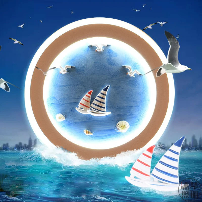 Marine Decorative Wall Lamps Mediterranean Bedside Cartoon LED Lighting Bedroom Background Lamp Cute Children's Room Wall Lights