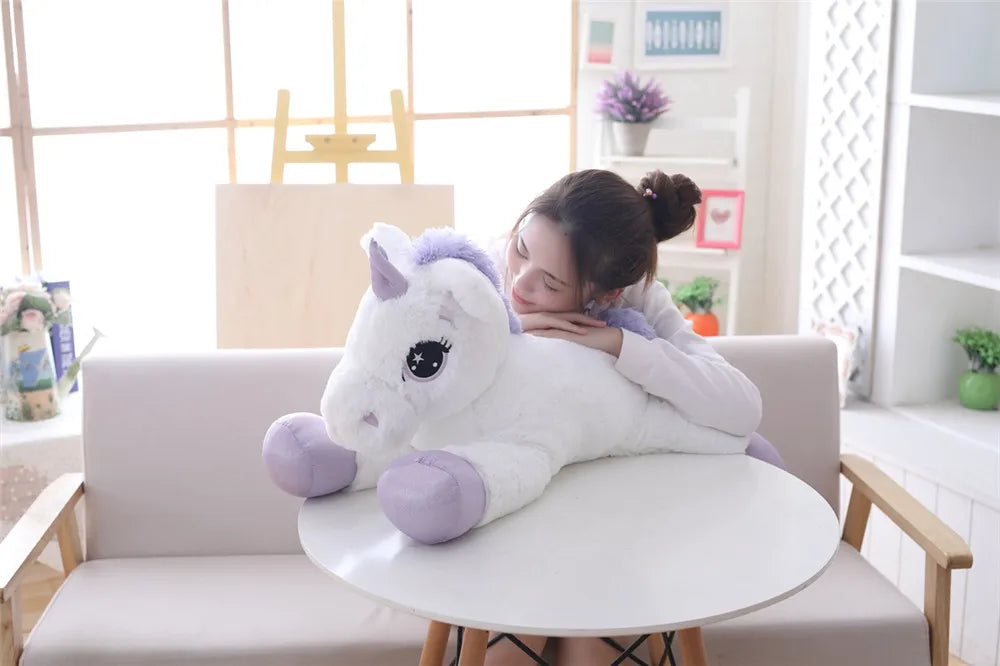 Giant Size 110/60cm Kawaii Unicorn Plush Toy Soft Stuffed Popular Cartoon Doll Animal Horse High Quality Toys For Children Girls