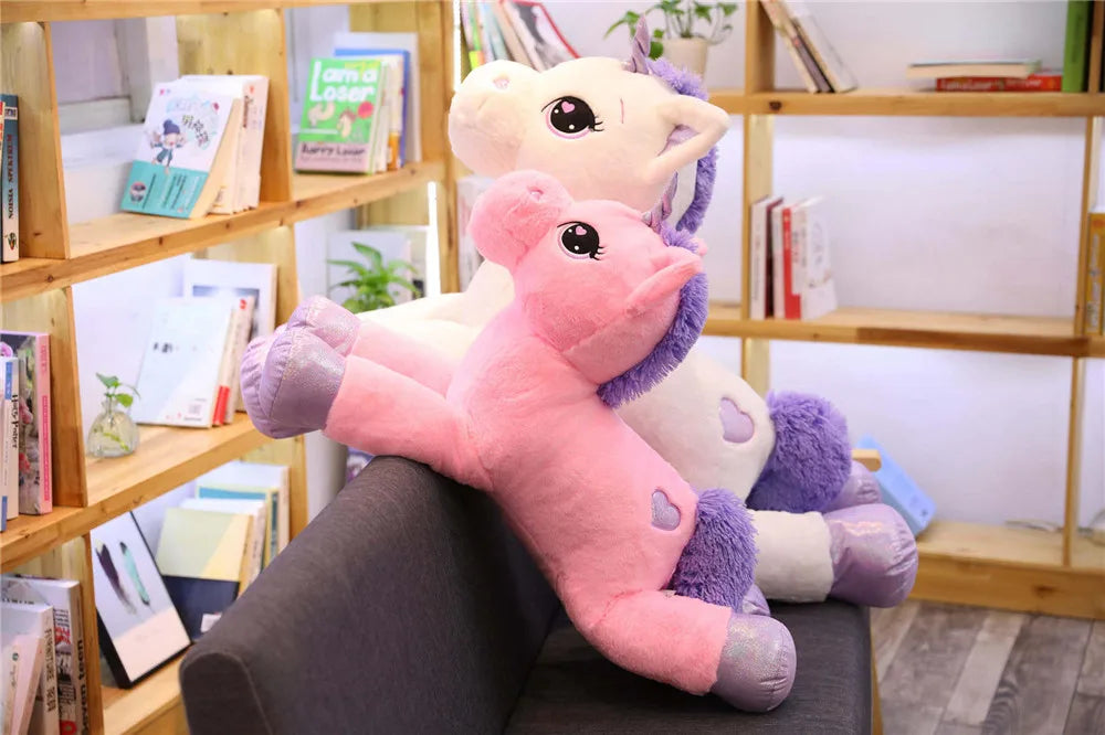 Giant Size 110/60cm Kawaii Unicorn Plush Toy Soft Stuffed Popular Cartoon Doll Animal Horse High Quality Toys For Children Girls