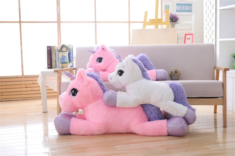 Giant Size 110/60cm Kawaii Unicorn Plush Toy Soft Stuffed Popular Cartoon Doll Animal Horse High Quality Toys For Children Girls