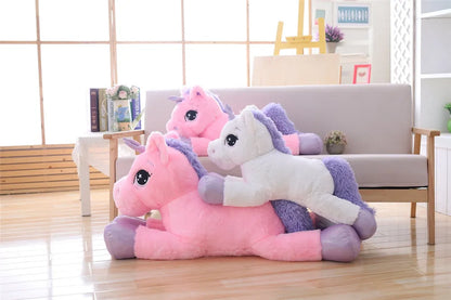 Giant Size 110/60cm Kawaii Unicorn Plush Toy Soft Stuffed Popular Cartoon Doll Animal Horse High Quality Toys For Children Girls