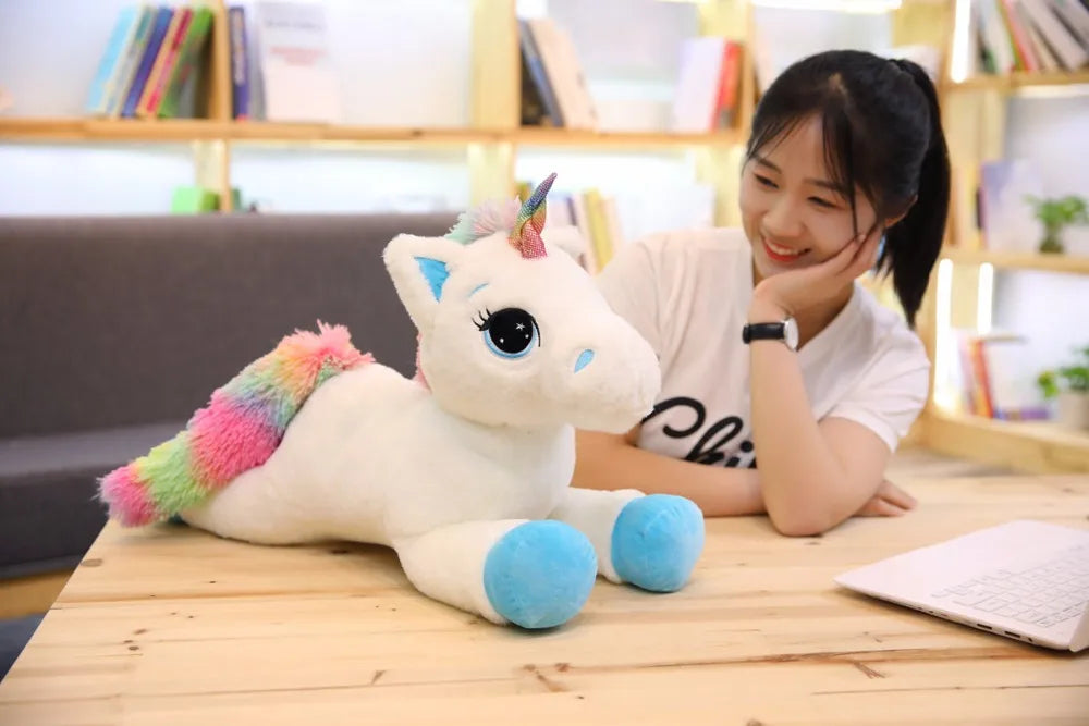 Giant Size 110/60cm Kawaii Unicorn Plush Toy Soft Stuffed Popular Cartoon Doll Animal Horse High Quality Toys For Children Girls