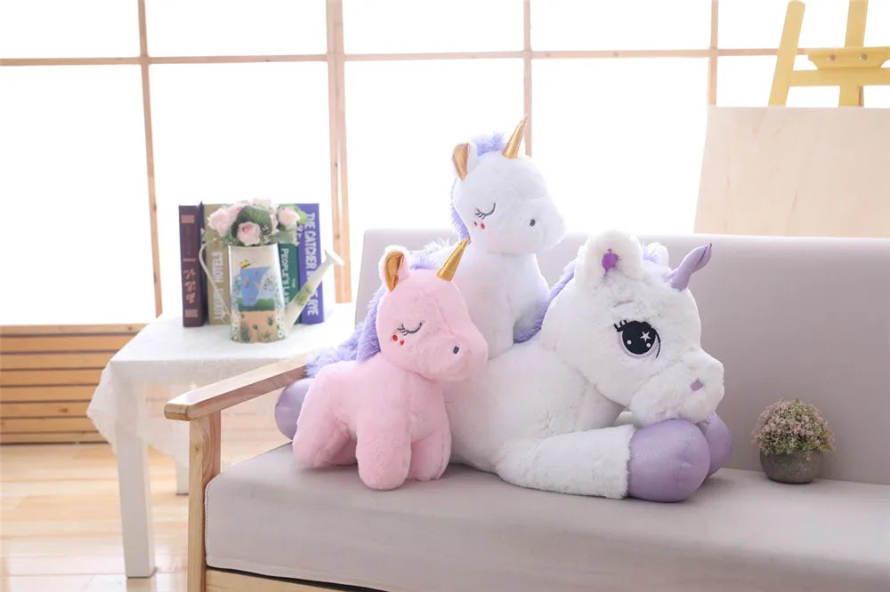Giant Size 110/60cm Kawaii Unicorn Plush Toy Soft Stuffed Popular Cartoon Doll Animal Horse High Quality Toys For Children Girls
