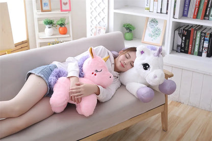Giant Size 110/60cm Kawaii Unicorn Plush Toy Soft Stuffed Popular Cartoon Doll Animal Horse High Quality Toys For Children Girls