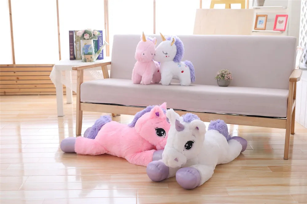 Giant Size 110/60cm Kawaii Unicorn Plush Toy Soft Stuffed Popular Cartoon Doll Animal Horse High Quality Toys For Children Girls