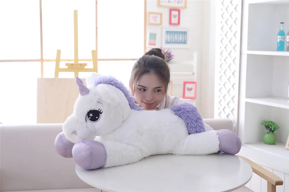 Giant Size 110/60cm Kawaii Unicorn Plush Toy Soft Stuffed Popular Cartoon Doll Animal Horse High Quality Toys For Children Girls