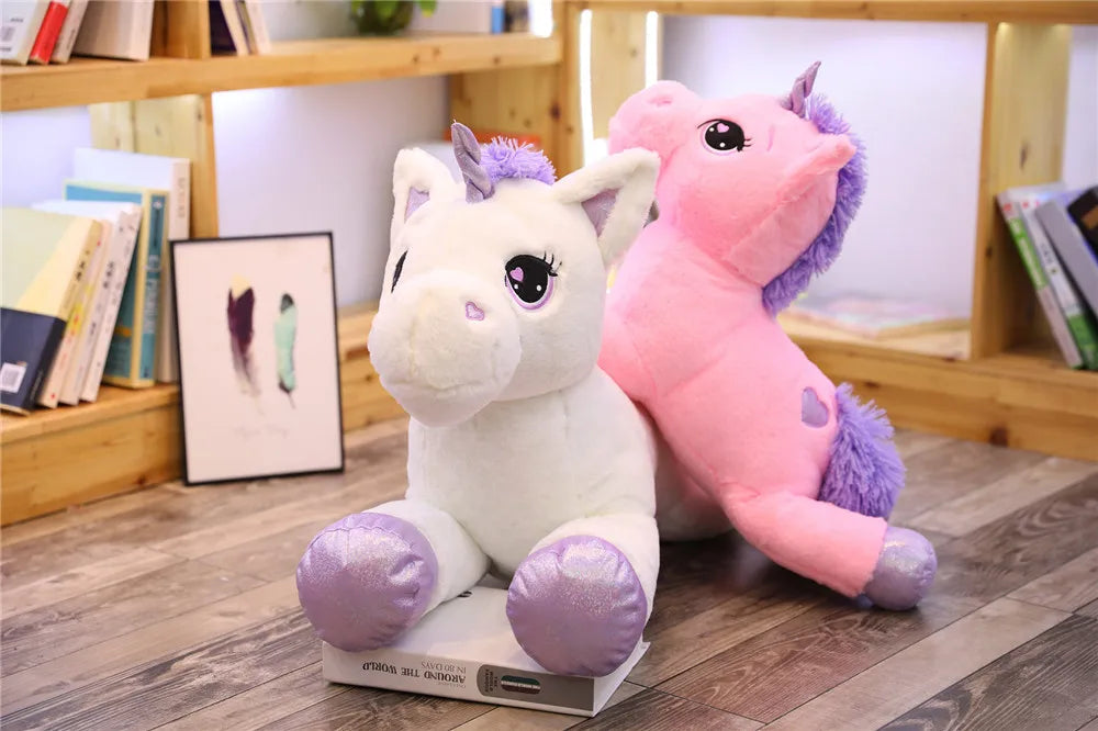 Giant Size 110/60cm Kawaii Unicorn Plush Toy Soft Stuffed Popular Cartoon Doll Animal Horse High Quality Toys For Children Girls
