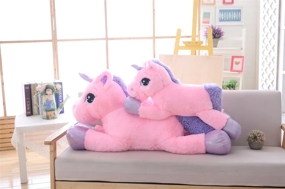 Giant Size 110/60cm Kawaii Unicorn Plush Toy Soft Stuffed Popular Cartoon Doll Animal Horse High Quality Toys For Children Girls