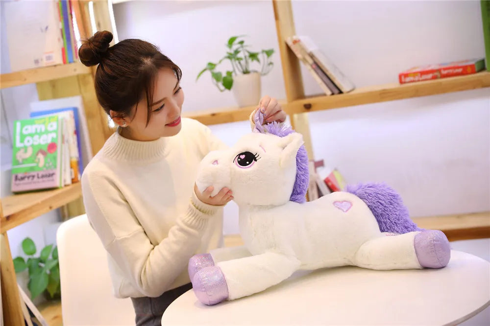 Giant Size 110/60cm Kawaii Unicorn Plush Toy Soft Stuffed Popular Cartoon Doll Animal Horse High Quality Toys For Children Girls