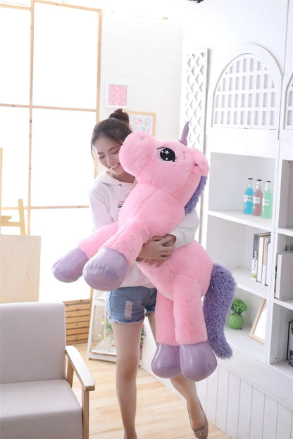 Giant Size 110/60cm Kawaii Unicorn Plush Toy Soft Stuffed Popular Cartoon Doll Animal Horse High Quality Toys For Children Girls