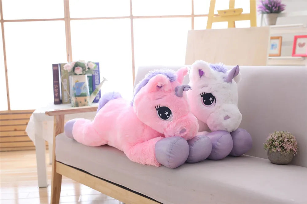 Giant Size 110/60cm Kawaii Unicorn Plush Toy Soft Stuffed Popular Cartoon Doll Animal Horse High Quality Toys For Children Girls
