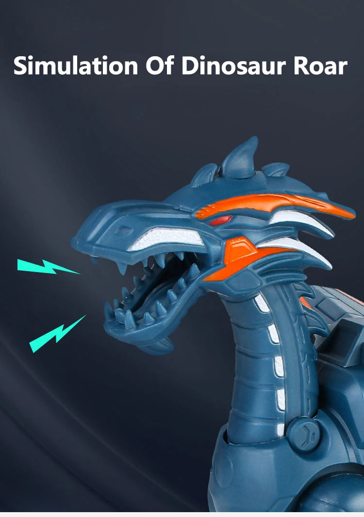 Electric Simulation Atomize Fire Dinoasur Bionic Walking Shaking Head Water Spray Cool Light Children Educational Puzzle Toys