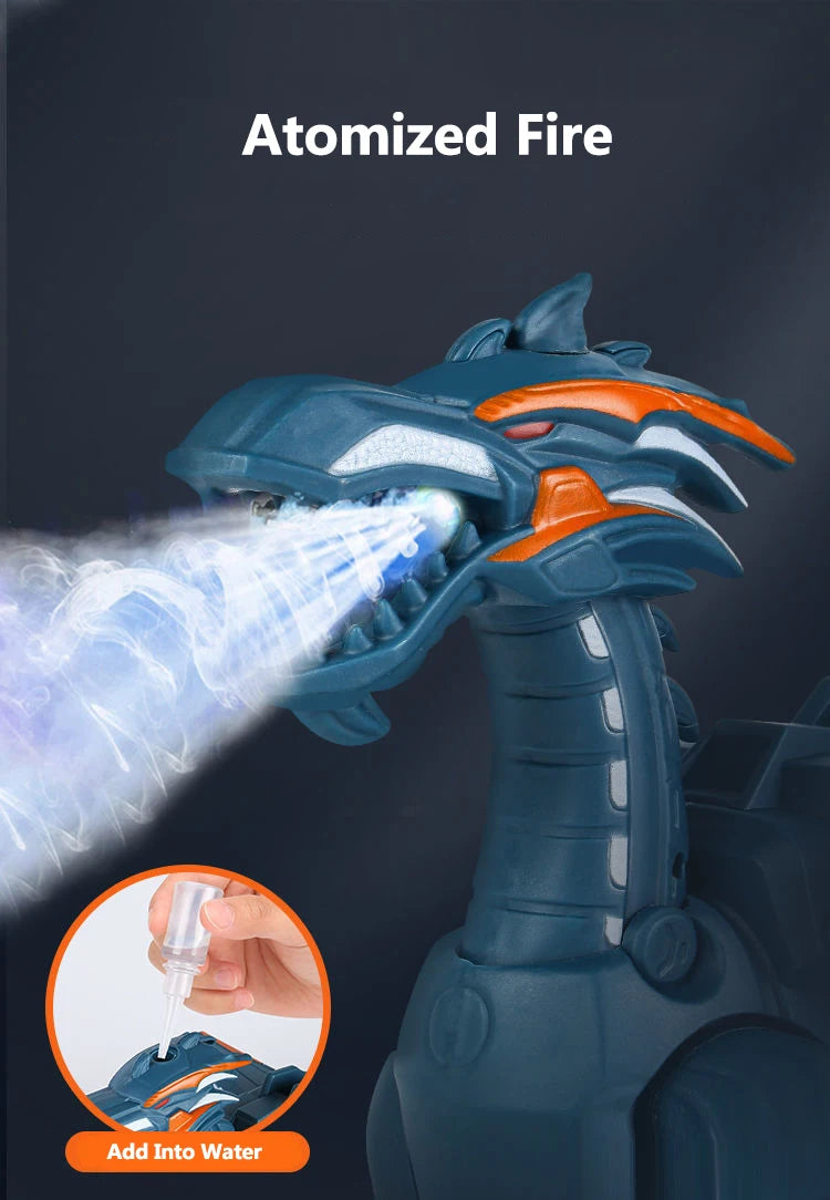 Electric Simulation Atomize Fire Dinoasur Bionic Walking Shaking Head Water Spray Cool Light Children Educational Puzzle Toys