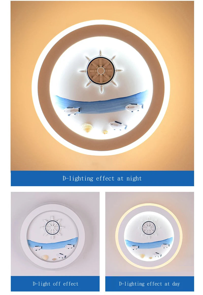 Marine Decorative Wall Lamps Mediterranean Bedside Cartoon LED Lighting Bedroom Background Lamp Cute Children's Room Wall Lights