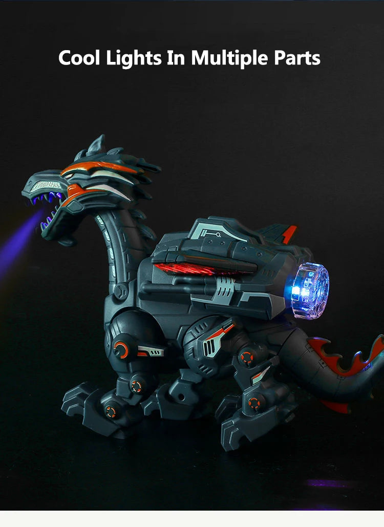 Electric Simulation Atomize Fire Dinoasur Bionic Walking Shaking Head Water Spray Cool Light Children Educational Puzzle Toys