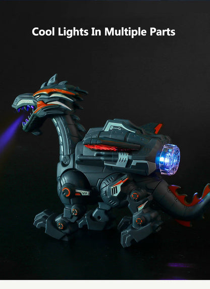 Electric Simulation Atomize Fire Dinoasur Bionic Walking Shaking Head Water Spray Cool Light Children Educational Puzzle Toys