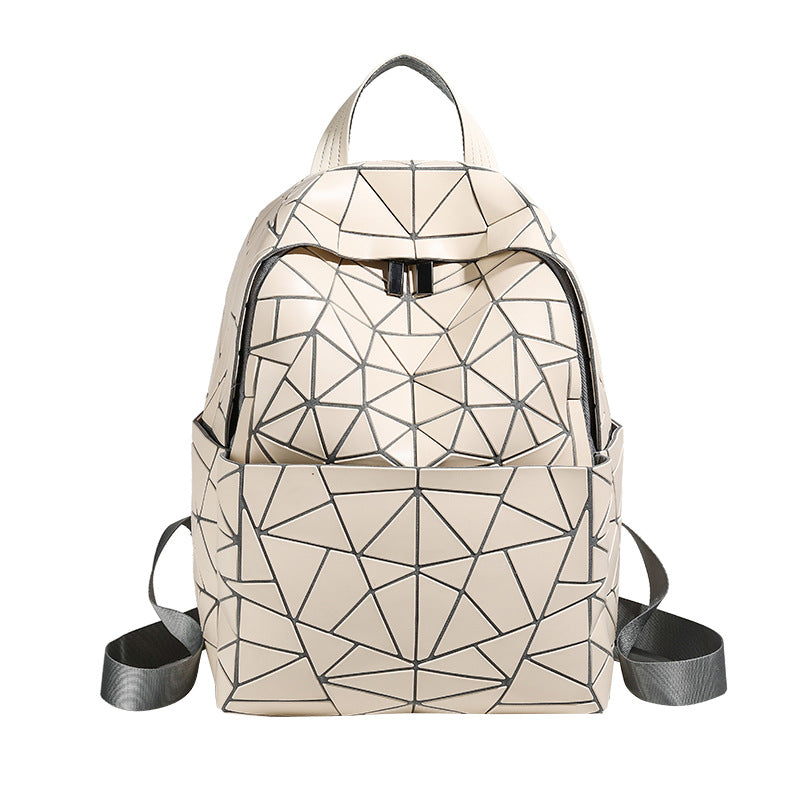 2026 Summer Japanese Geometric Diamond Backpack Women's Rhombus Backpack Fashionable School Bag Casual Travel Japanese Style