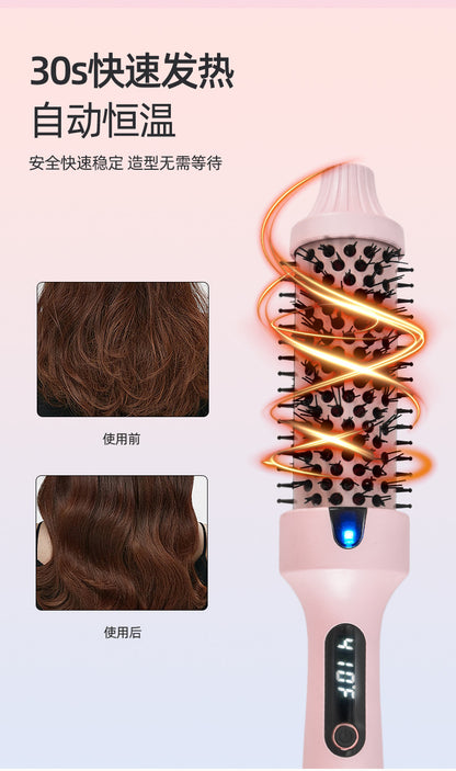 Cross-Border Fluffy Comb Curling Wand 38mm Electric Heating Curling Straightening Comb Multi-Functional Two-In-One Hair Straightener and Curling Iron Dual-Purpose