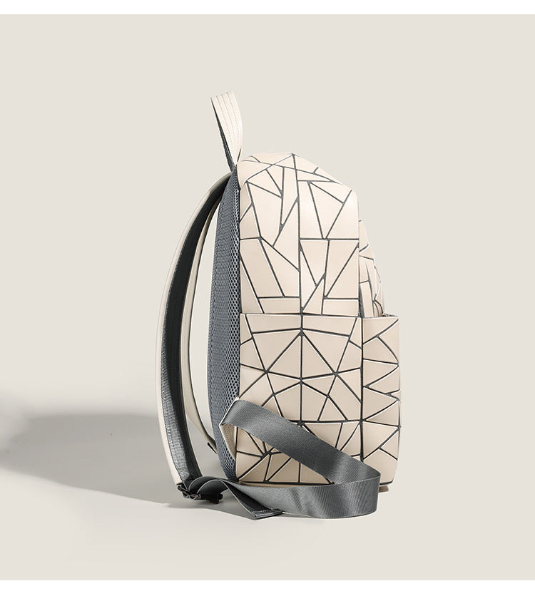 2026 Summer Japanese Geometric Diamond Backpack Women's Rhombus Backpack Fashionable School Bag Casual Travel Japanese Style