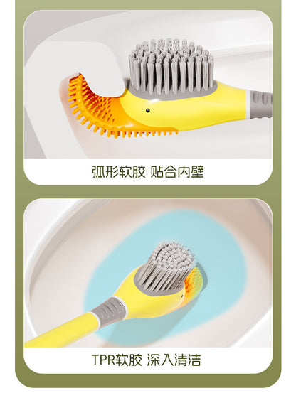 Dopamine Cartoon Duck Silicone Toilet Brush Household Cleaning Set with Base for Toilet Cleaning