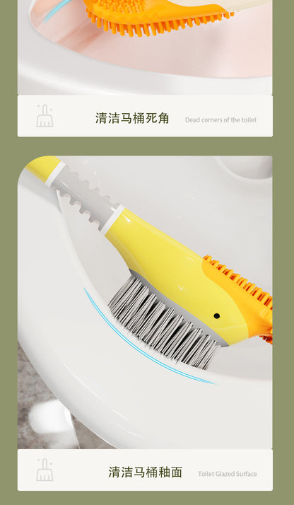 Dopamine Cartoon Duck Silicone Toilet Brush Household Cleaning Set with Base for Toilet Cleaning