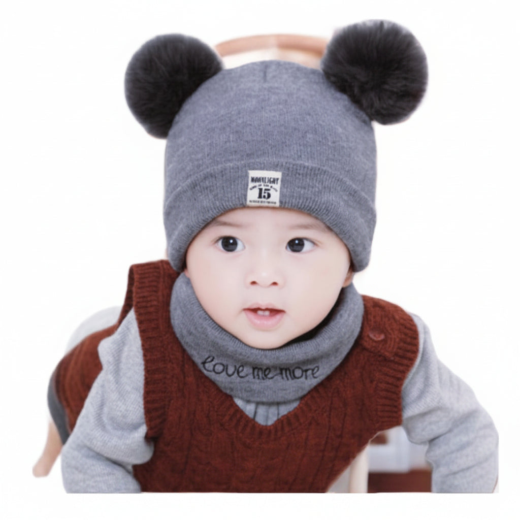 knitted cap net red explosion children's cap fur ball cap baby ear warm cap wholesale custom hat