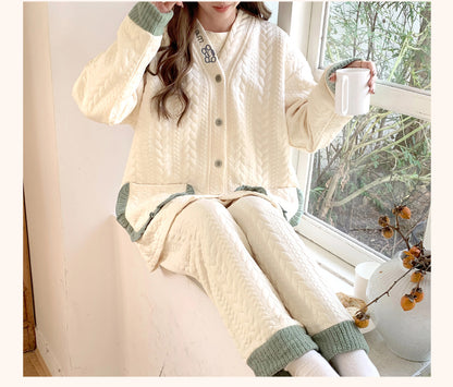 Lunar Clothing Spring and Autumn Air Cotton Postpartum Lactation Three-piece Set Pregnant Women's Pajamas Winter Wear in Delivery Room