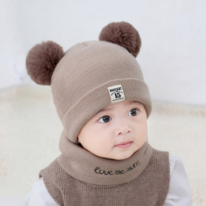 knitted cap net red explosion children's cap fur ball cap baby ear warm cap wholesale custom hat