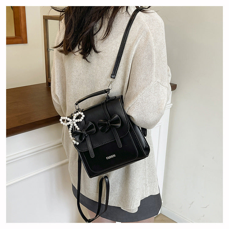Sweet Style Small Square Handbag for Women, 2026 Summer New Model, Bowknot Shoulder Bag, Stylish Multifunctional Backpack