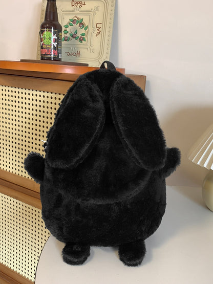 Korean Style Fashion College Style Student Backpack Women's 2026 Winter New Cute Plush Rabbit Backpack Crossbody Two