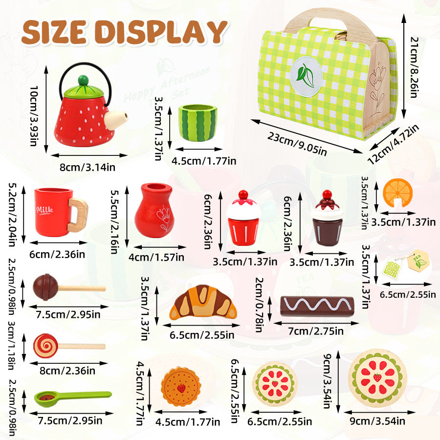 Children Pretend Play Toys Wooden Simulation Role Play Game Ice Cream Afternoon Tea Dessert Set Montessori Educational Toys
