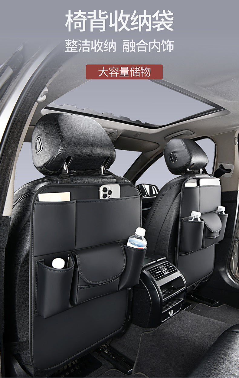 Car Seat Back Storage Bag Leather Tablet Holder Storage Box Dining Table Car Seat Back Hanging Bag