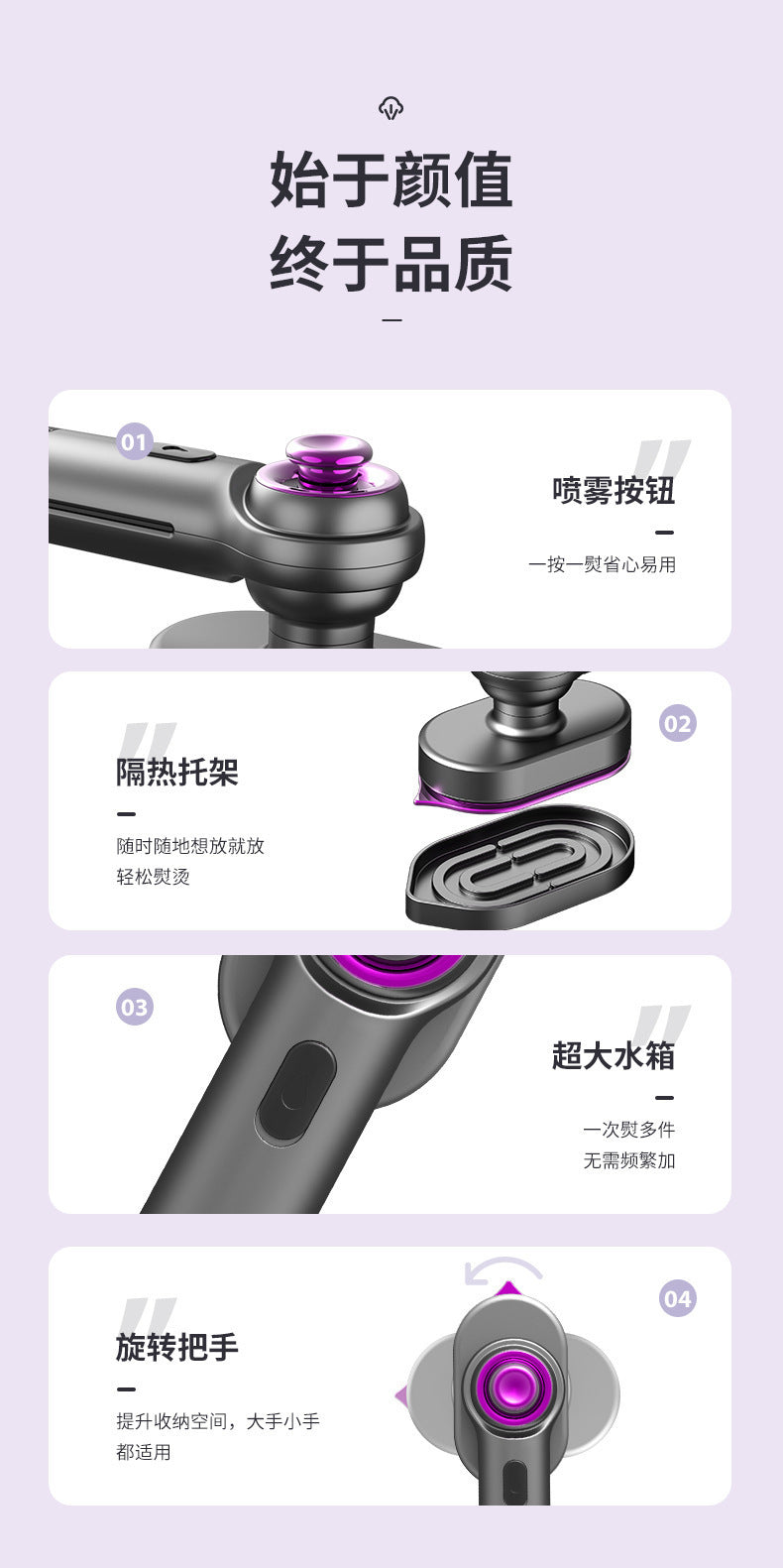 Household small mini portable wet and dry dual-use rotary folding atomizing steam electric ironing and ironing machine