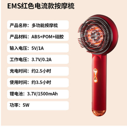 Electric EMS multi-function massage comb laser hair growth instrument scalp massager medicine comb comb hair red comb